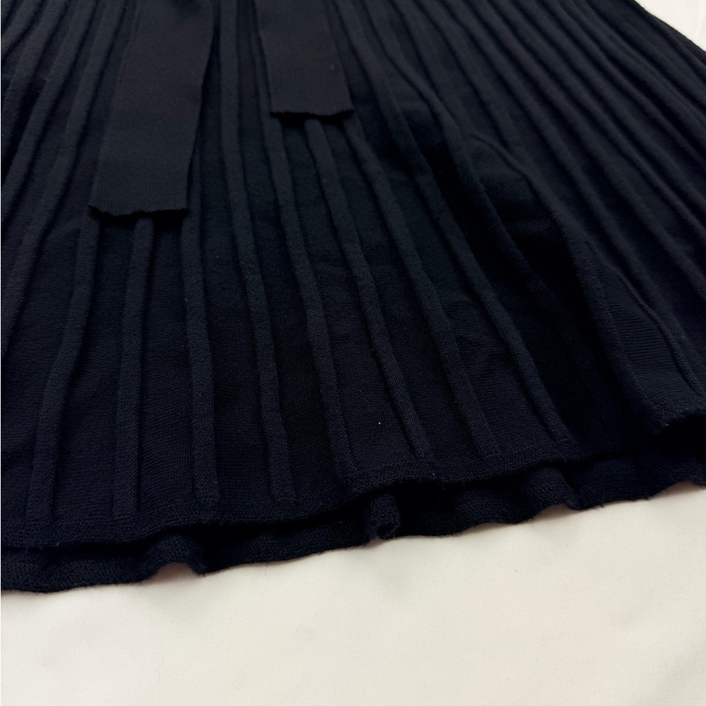 2000s Venus Drop Waist Micro Pleat Turtle Neck Grommets Tie Sweater Dress XL - Picture 7 of 16